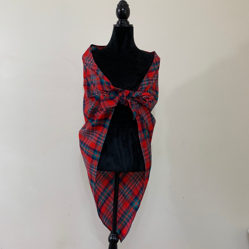 Vintage plaid Pendleton wrap shawl